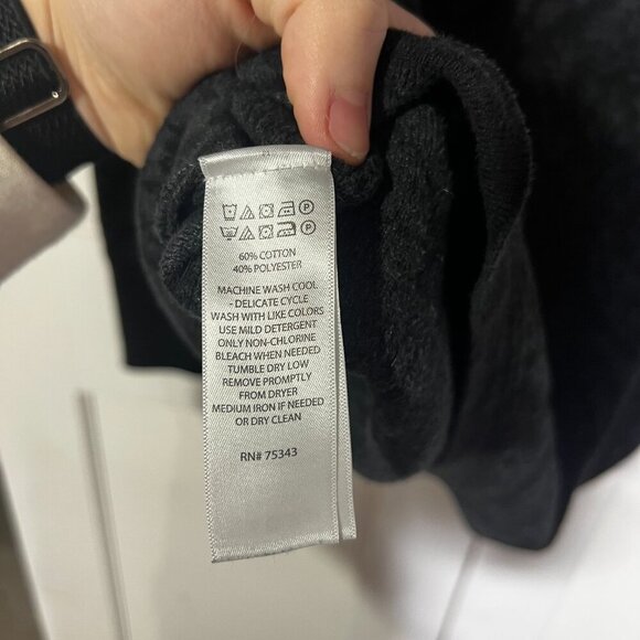 Cynthia Rowley Quarter Zip Sweater Jacquard Black Kangaroo Pocket Size XL - Picture 6 of 9